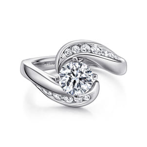 Hayley - 14K White Gold Round Bypass Diamond Channel Set Engagement Ring