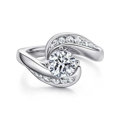 Hayley - 14K White Gold Round Bypass Diamond Channel Set Engagement Ring