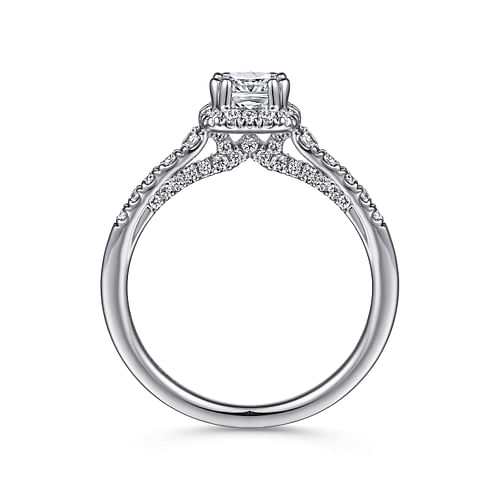 Hazel - 14K White Gold Cushion Halo Diamond Engagement Ring - 0.46 ct - Shot 2
