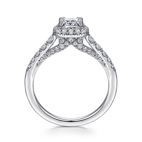 Hazel - 14K White Gold Cushion Halo Diamond Engagement Ring - 0.6 ct - Shot 2