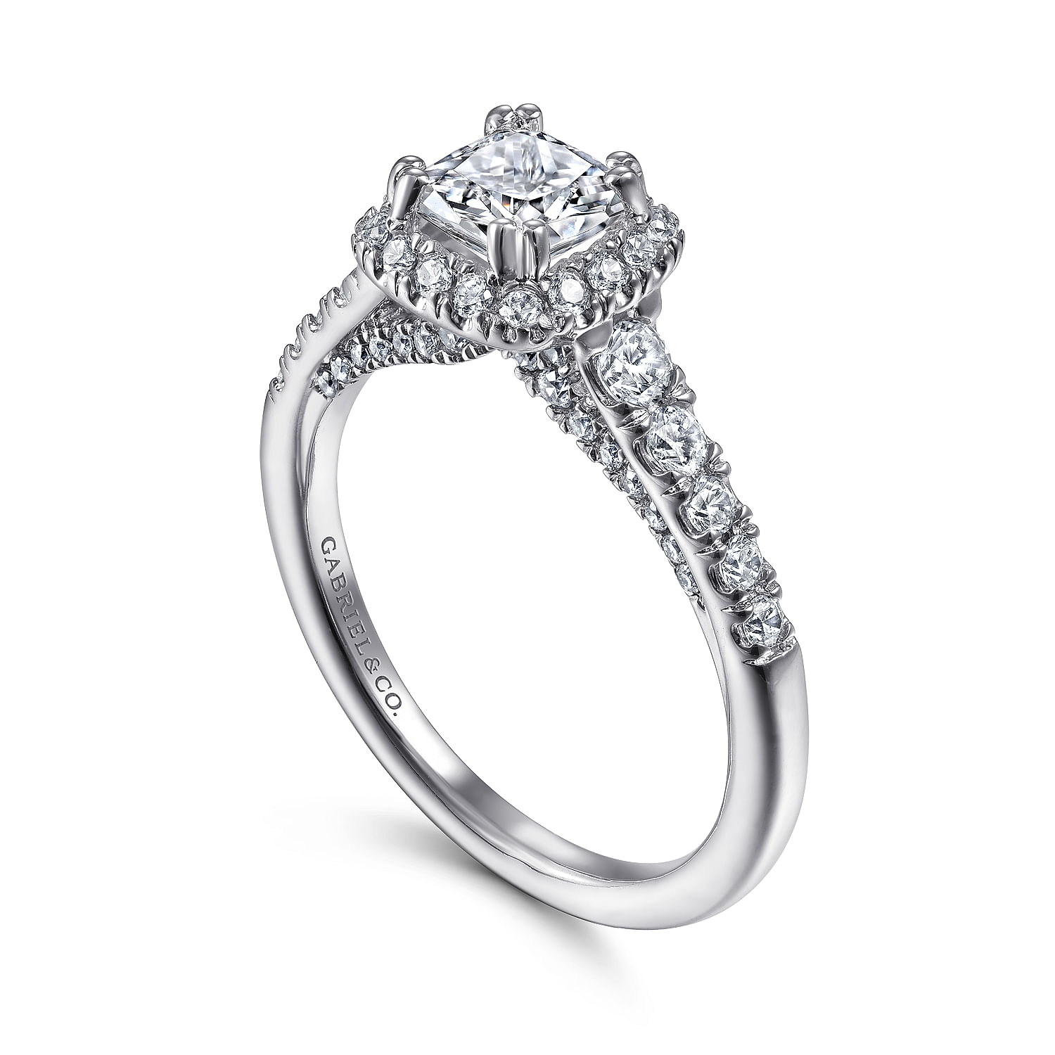 Hazel - 14K White Gold Cushion Halo Diamond Engagement Ring - 0.6 ct - Shot 3