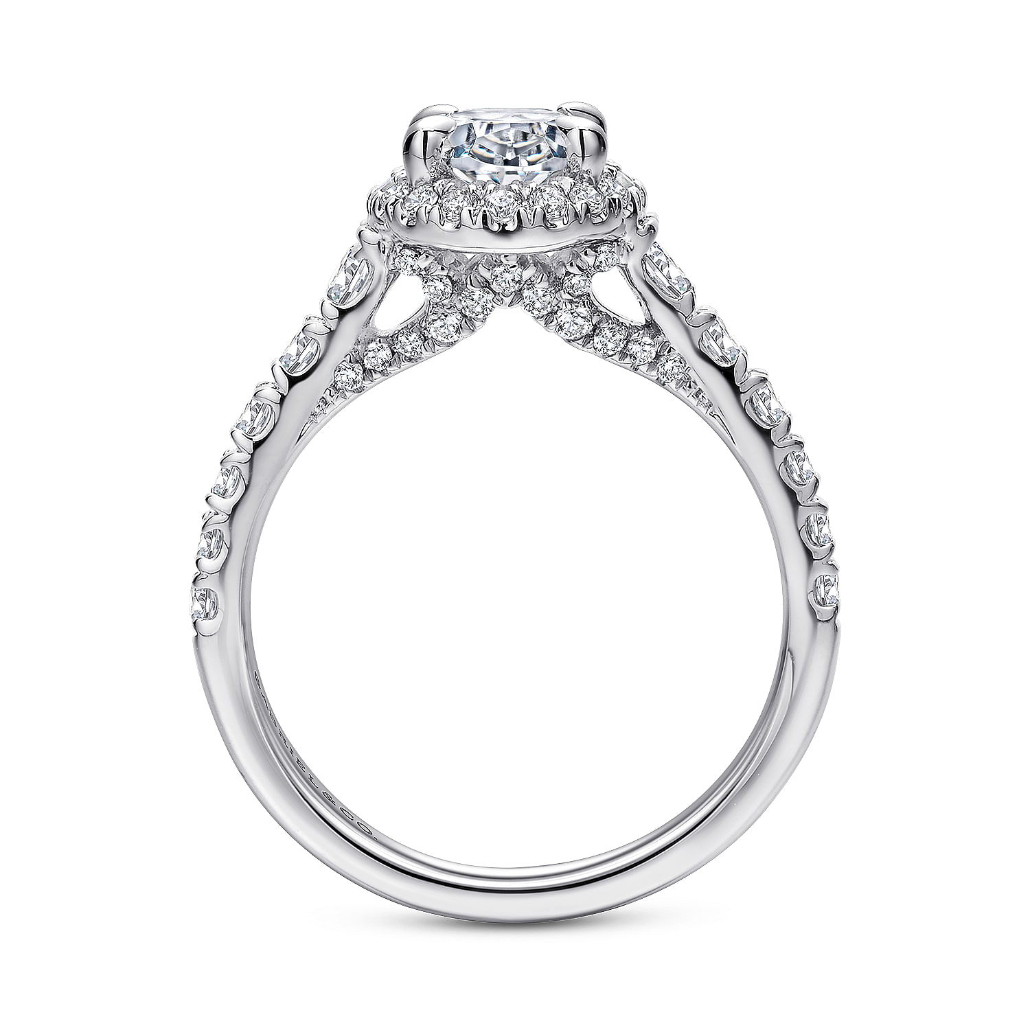 Hazel - 14K White Gold Oval Halo Diamond Engagement Ring - 0.76 ct - Shot 2