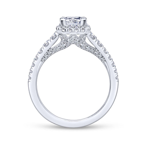 Hazel - 14K White Gold Princess Halo Diamond Engagement Ring - 0.64 ct - Shot 2