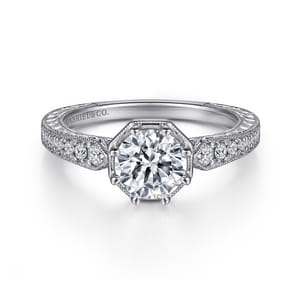 Heath - 14K White Gold Round Diamond Engagement Ring