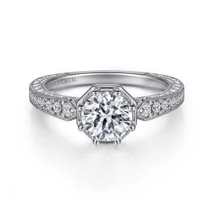 Heath - 14K White Gold Round Diamond Engagement Ring