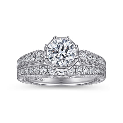Heath - 14K White Gold Round Diamond Engagement Ring