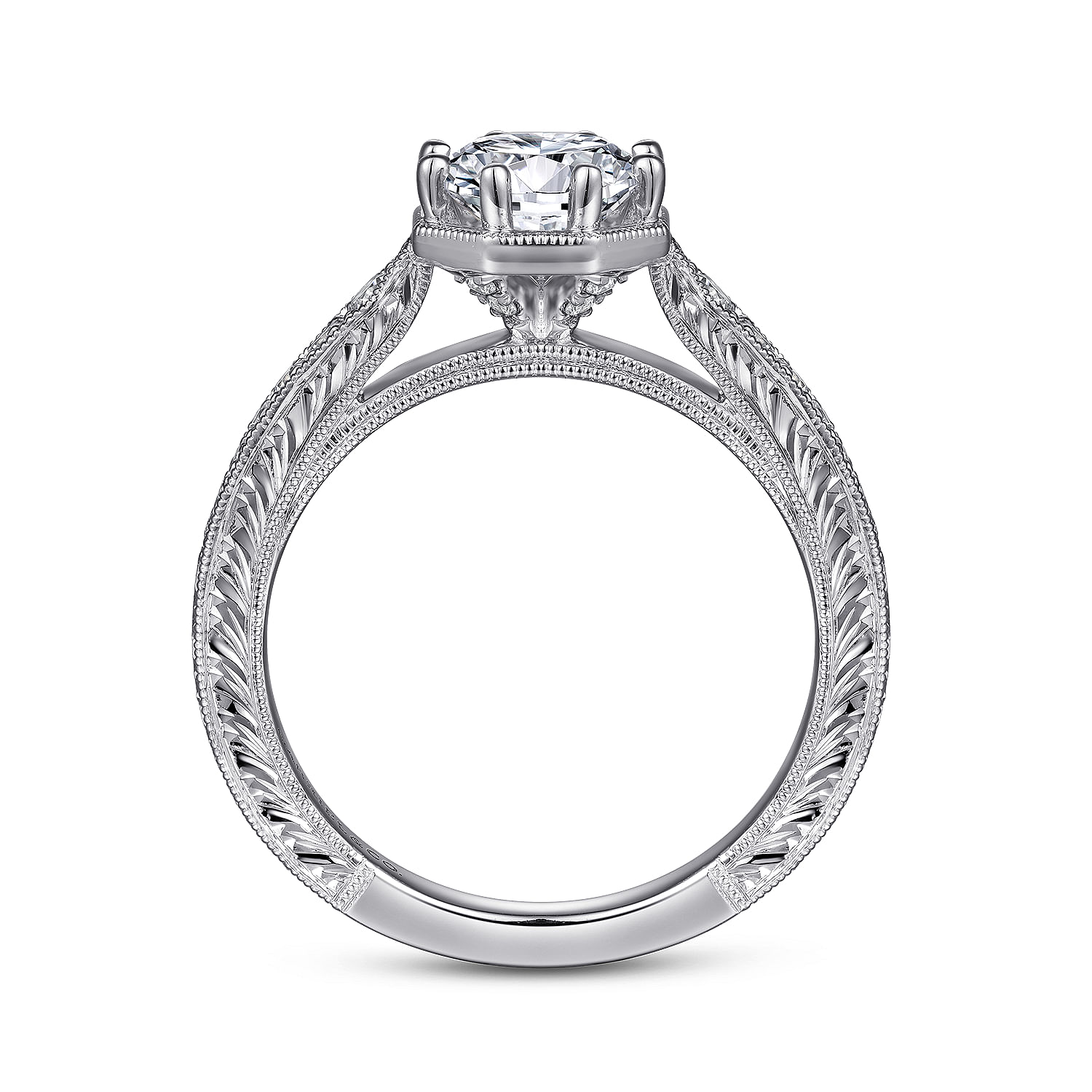Heath - Art Deco 14K White Gold Round Diamond Engagement Ring