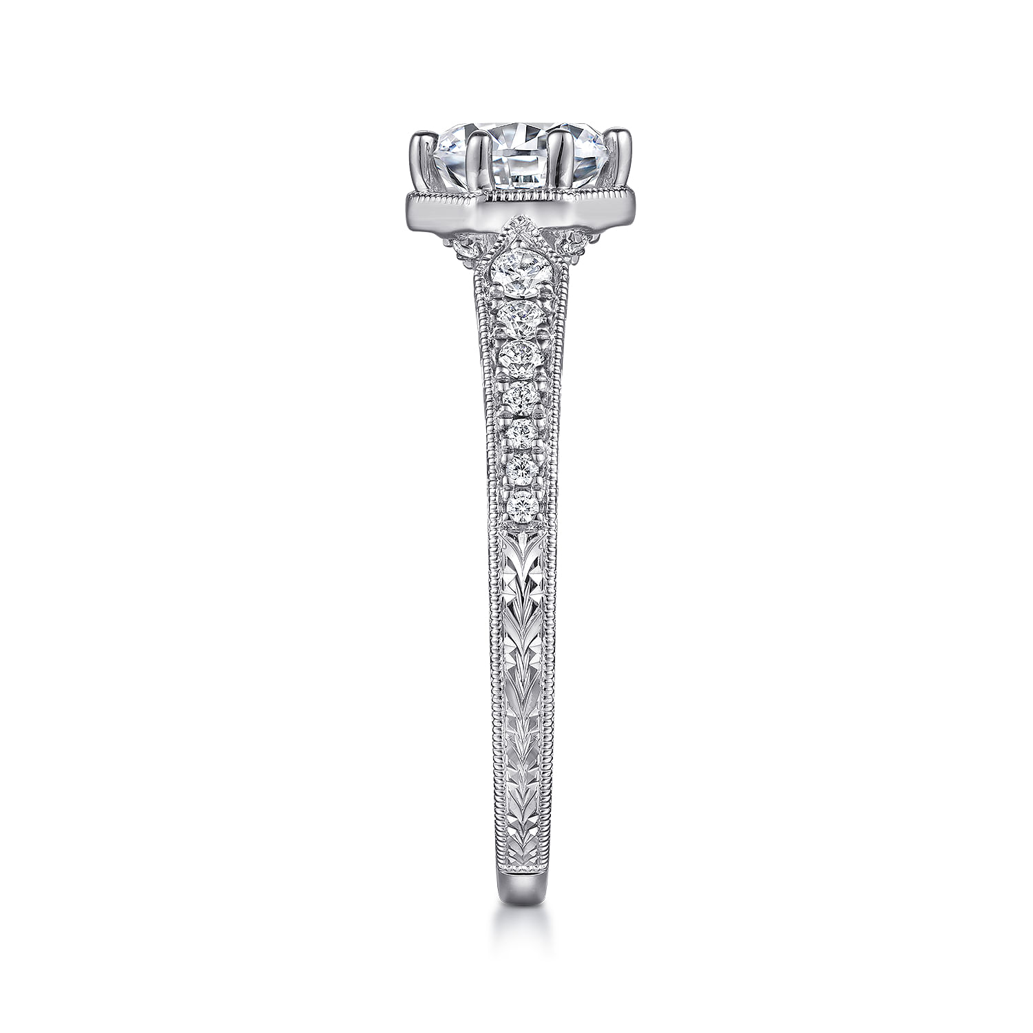 Heath - Art Deco 14K White Gold Round Diamond Engagement Ring