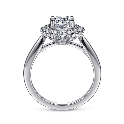 Heidi - 14K White Gold Fancy Halo Round Diamond Engagement Ring - 0.51 ct - Shot 2