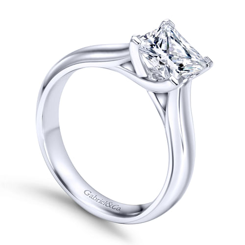 Helen - 14K White Gold Princess Cut Diamond Engagement Ring - Shot 3