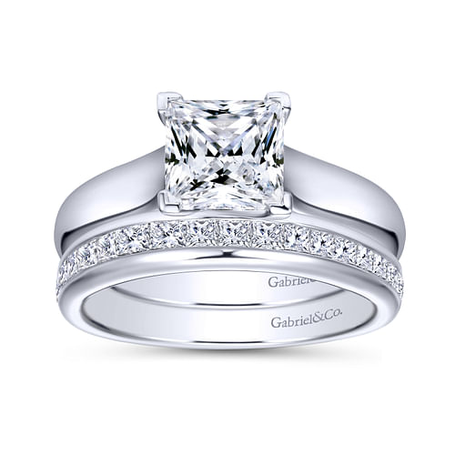 Helen - 14K White Gold Princess Cut Diamond Engagement Ring - Shot 4