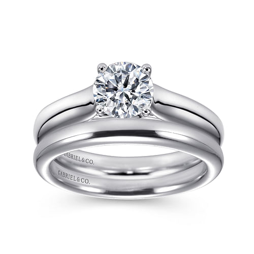 Helen - 14K White Gold Round Diamond Engagement Ring - Shot 4