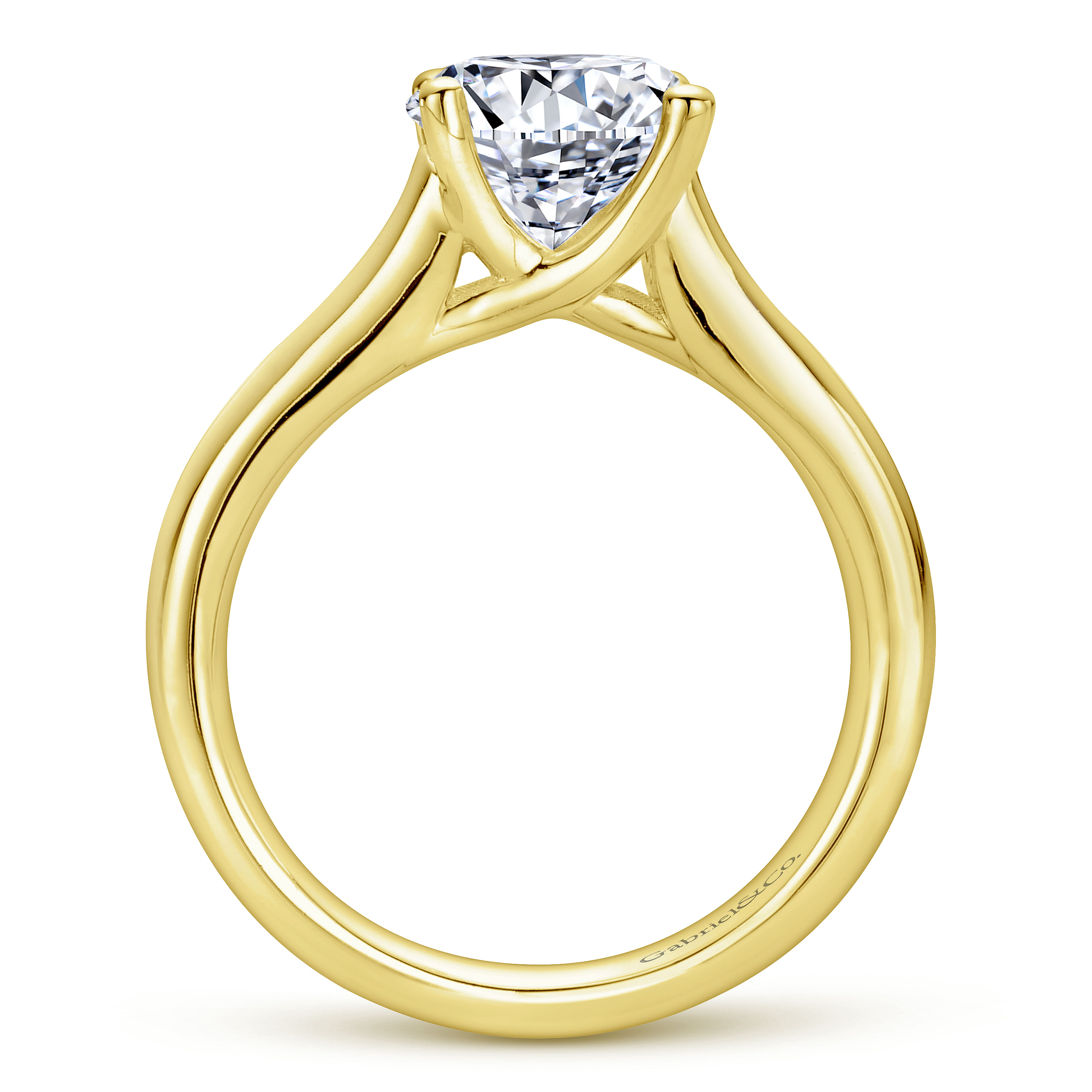 Helen - 14K Yellow Gold Round Diamond Engagement Ring - Shot 2