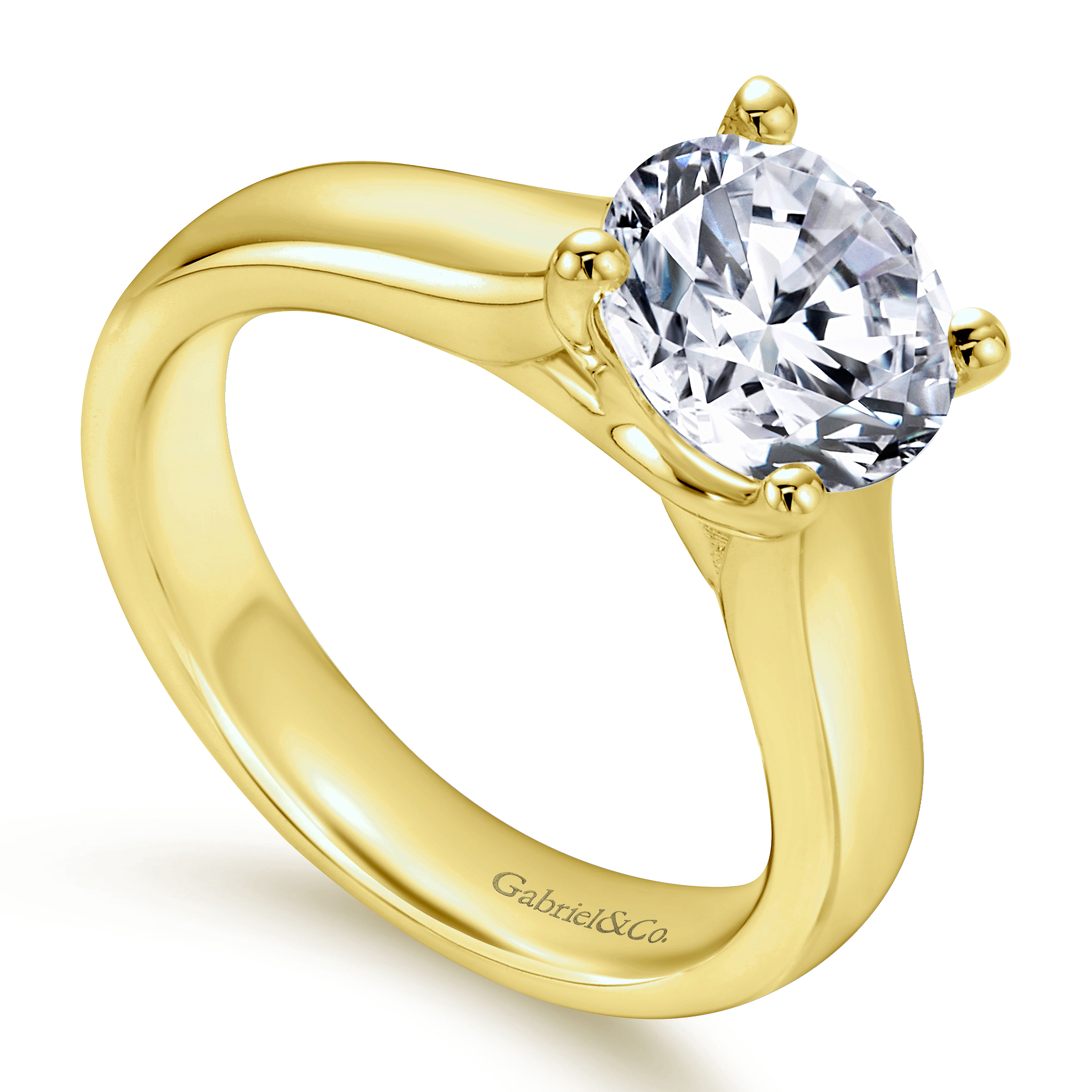 Helen - 14K Yellow Gold Round Diamond Engagement Ring - Shot 3