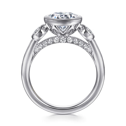 Henley - 14K White Gold Round Three Stone Bezel Set Diamond Engagement Ring