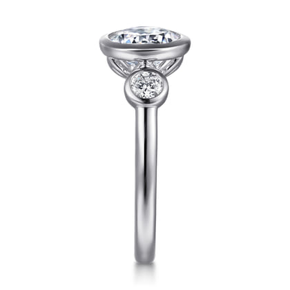 Henley - 14K White Gold Round Three Stone Bezel Set Diamond Engagement Ring