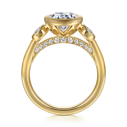 Henley - 14K Yellow Gold Round Three Stone Bezel Diamond Engagement Ring
