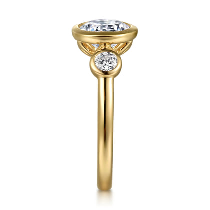 Henley - 14K Yellow Gold Round Three Stone Bezel Diamond Engagement Ring