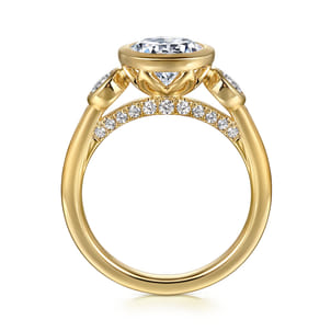 Henley - 14K Yellow Gold Round Three Stone Bezel Set Diamond Engagement Ring