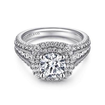 Henrietta - 14K White Gold Round Diamond Channel Set Engagement Ring