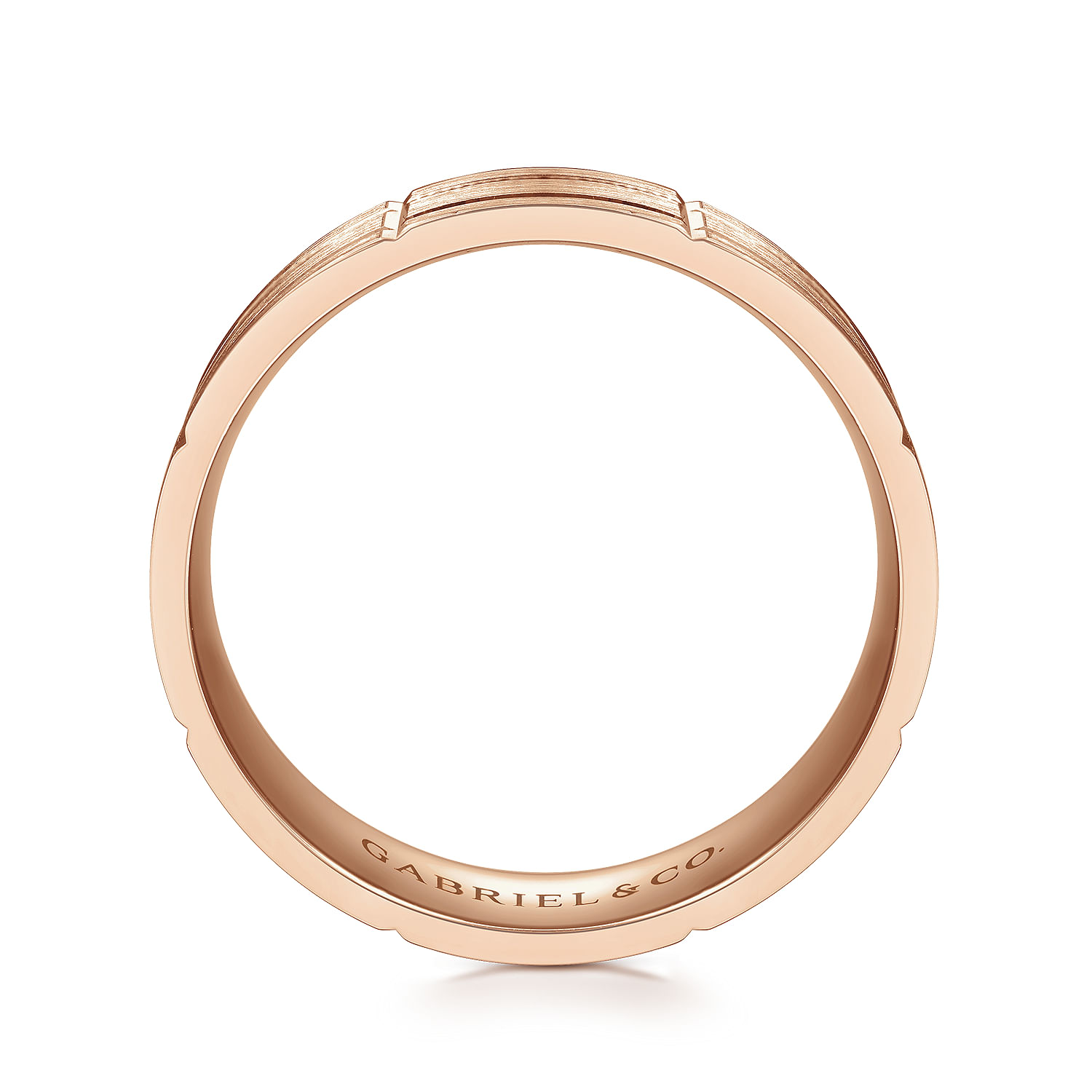 Henry - 14K Rose Gold 6mm - Checkerboard Pattern Men's Wedding Band in Satin Finish