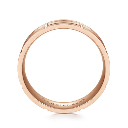 Henry - 14K Rose Gold 6mm - Checkerboard Pattern Men's Wedding Band in Satin Finish