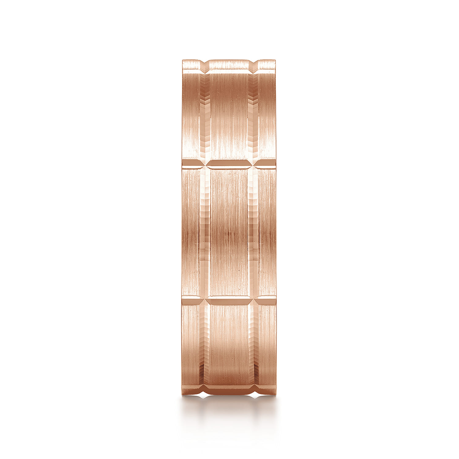 Henry - 14K Rose Gold 6mm - Checkerboard Pattern Men's Wedding Band in Satin Finish - Shot 4