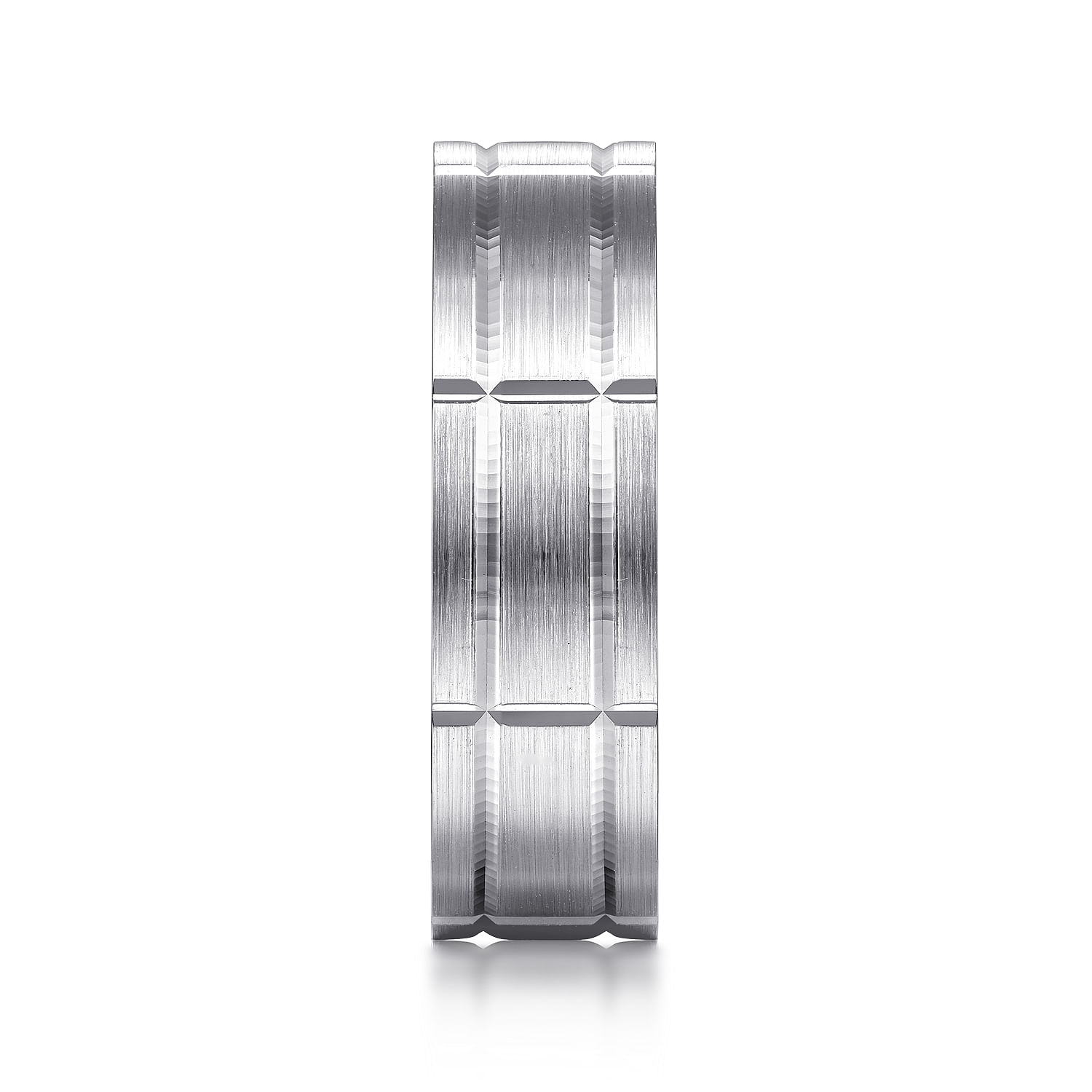Henry - 14K White Gold 6mm - Checkerboard Pattern Men's Wedding Band in Satin Finish