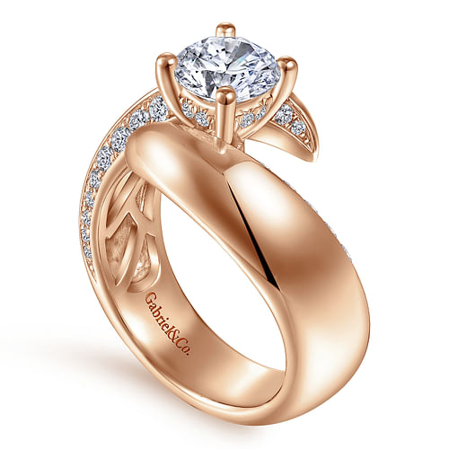 Hepburn - 14K Rose Gold Round Diamond Engagement Ring - 0.44 ct - Shot 3