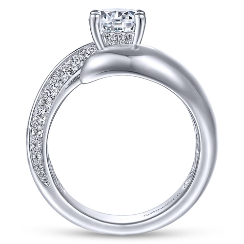 Hepburn - 14K White Gold Round Bypass Diamond Engagement Ring - 0.44 ct - Shot 2