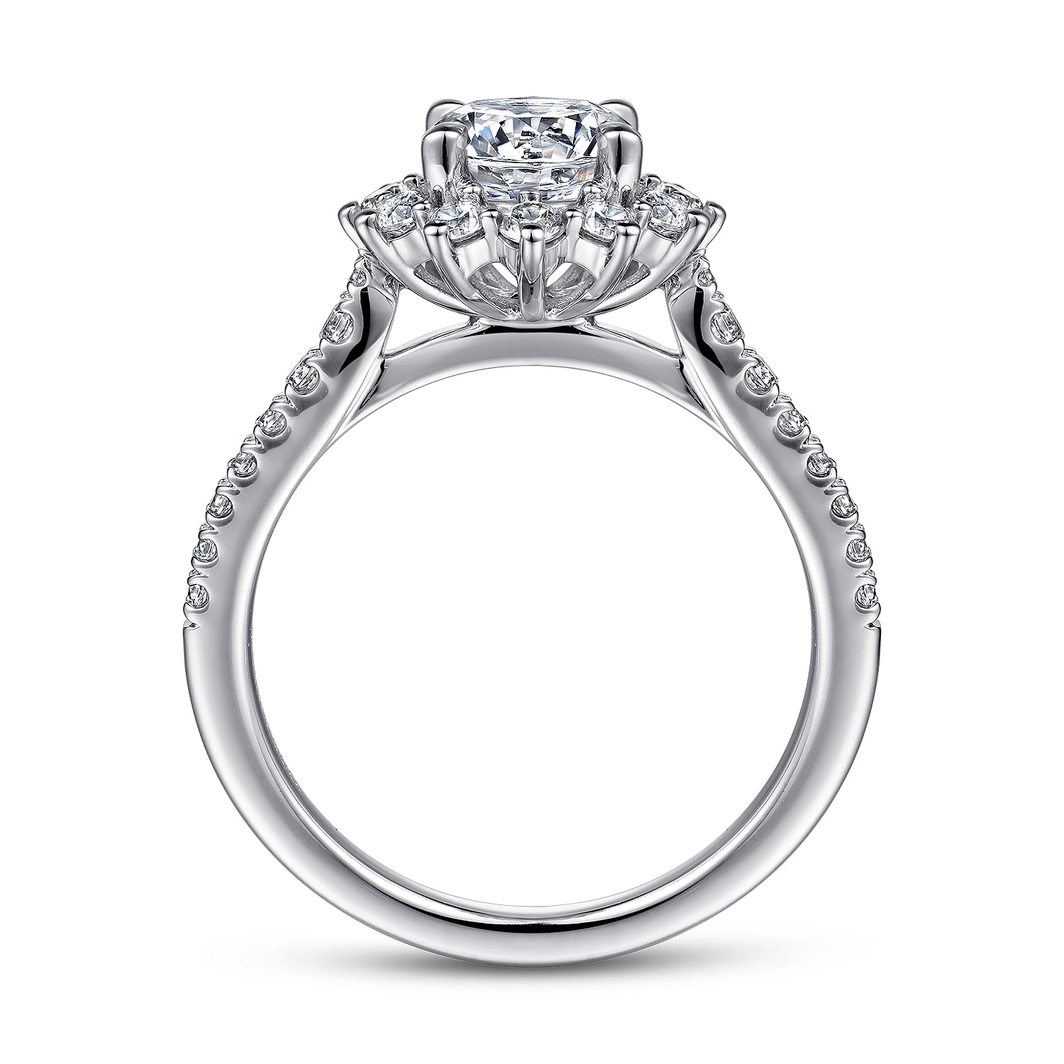 Hibiscus - 14K White Gold Fancy Halo Round Diamond Engagement Ring