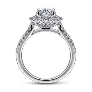 Hibiscus - 14K White Gold Fancy Halo Round Diamond Engagement Ring