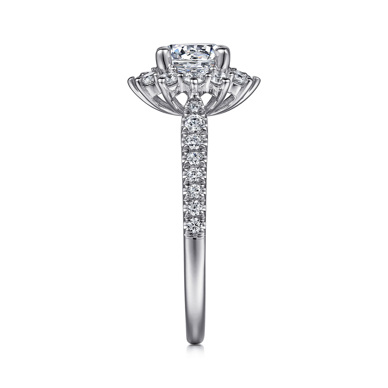 Hibiscus - 14K White Gold Fancy Halo Round Diamond Engagement Ring