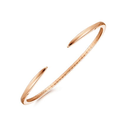 High Polished 14K Rose Gold Split Cuff Bracelet
