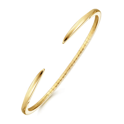 High Polished 14K Yellow Gold Open Bangle Bracelet