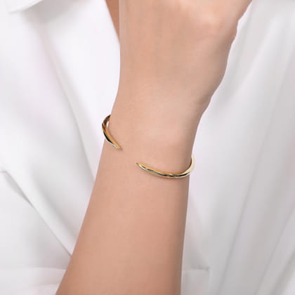 High Polished 14K Yellow Gold Split Cuff Bracelet