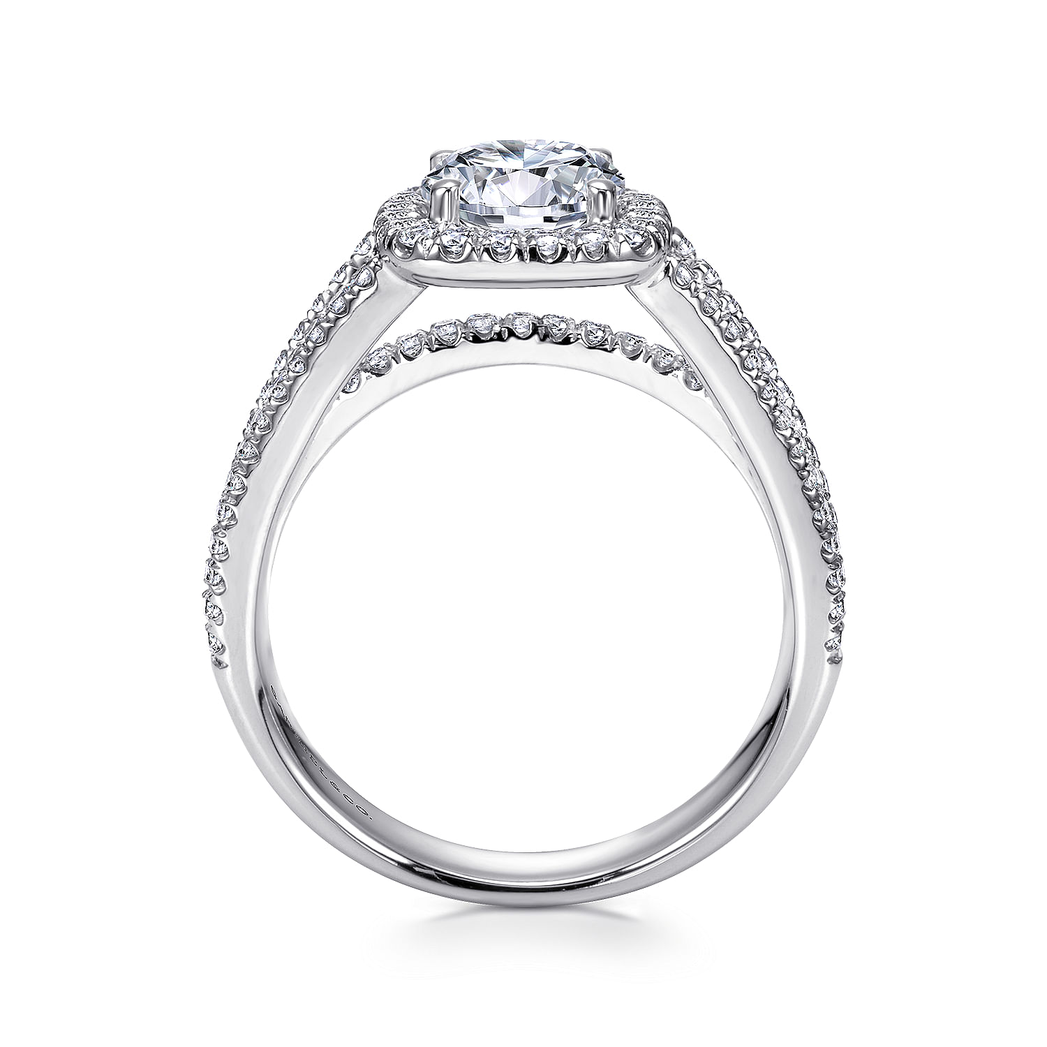 Hillary - 14K White Gold Round Halo Diamond Engagement Ring - 0.52 ct - Shot 2