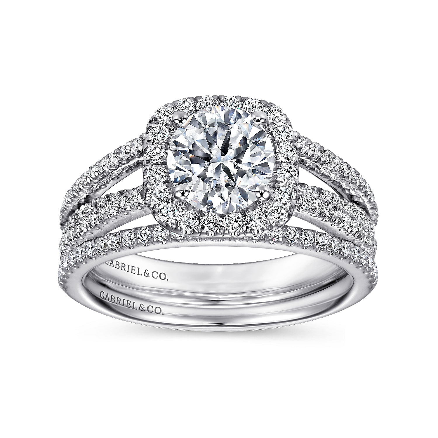 Hillary - 14K White Gold Round Halo Diamond Engagement Ring - 0.52 ct - Shot 4