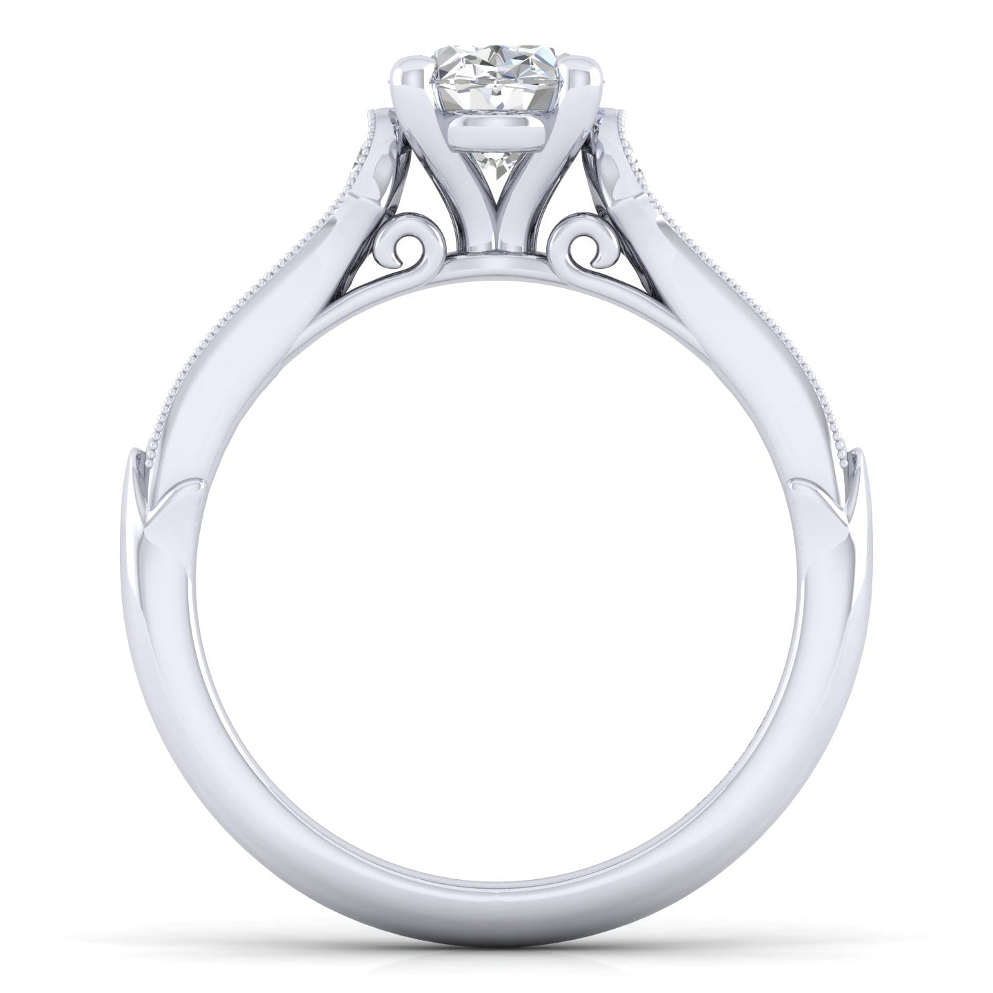 Hollis - 14K White Gold Oval Diamond Engagement Ring - 0.19 ct - Shot 2