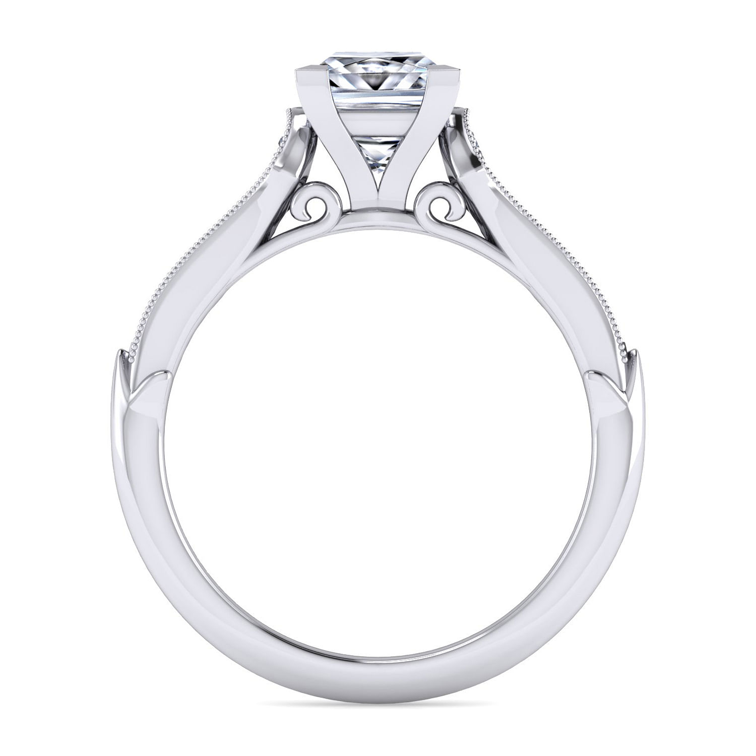 Hollis - 14K White Gold Princess Cut Diamond Engagement Ring - 0.19 ct - Shot 2