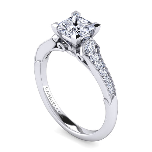 Hollis - 14K White Gold Princess Cut Diamond Engagement Ring - 0.19 ct - Shot 3