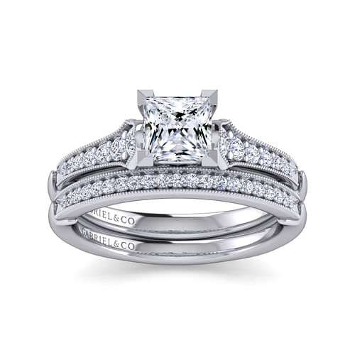 Hollis - 14K White Gold Princess Cut Diamond Engagement Ring - 0.19 ct - Shot 4