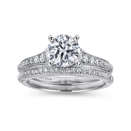 Hollis - 14K White Gold Round Diamond Engagement Ring