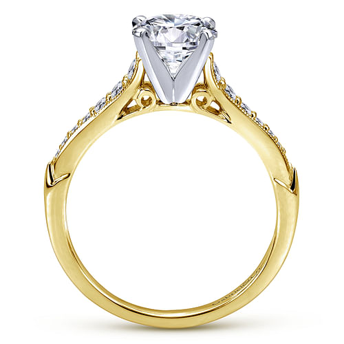 Hollis - 14K White-Yellow Gold Round Diamond Engagement Ring - 0.19 ct - Shot 2