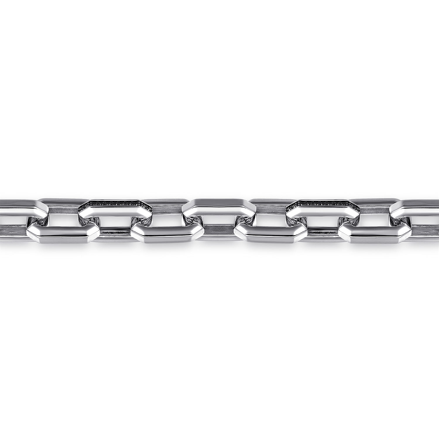 Hollow Faceted Chain Bracelet 925 Sterling Silver Black Spinel - Shot 2