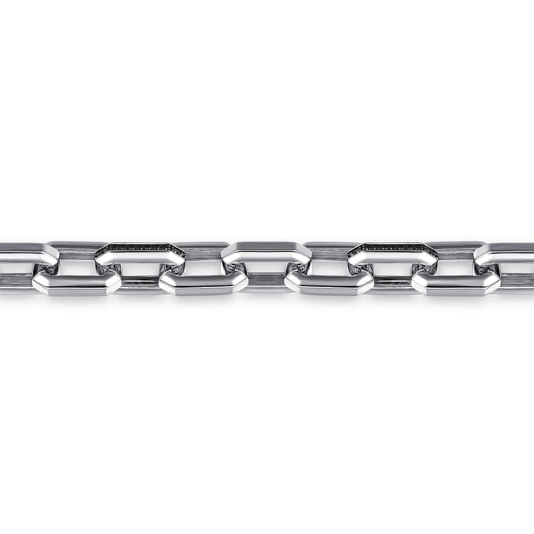 Hollow Faceted Chain Bracelet 925 Sterling Silver Black Spinel - Shot 2
