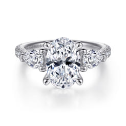 Holloway - 14K White Gold Oval 3 Stone Diamond Engagement Ring