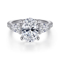 Holloway - 14K White Gold Oval 3 Stone Diamond Engagement Ring