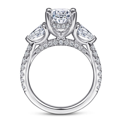 Holloway - 14K White Gold Oval 3 Stone Diamond Engagement Ring