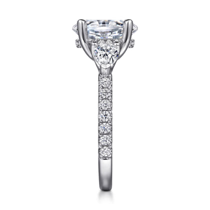 Holloway - 14K White Gold Oval 3 Stone Diamond Engagement Ring
